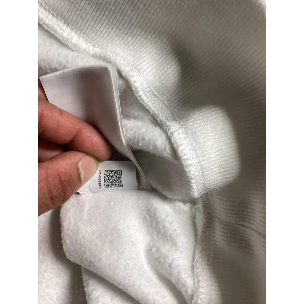 The North Face Logo Pullover Hoodie Men Large White Excellent Fleece Sweatshirt